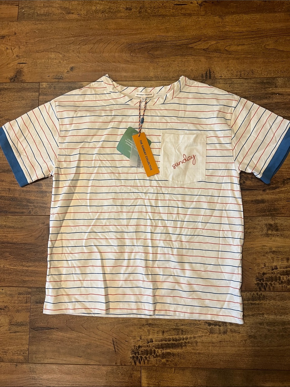 12-13 Y The Sunday Collective Stripe Tee NWT